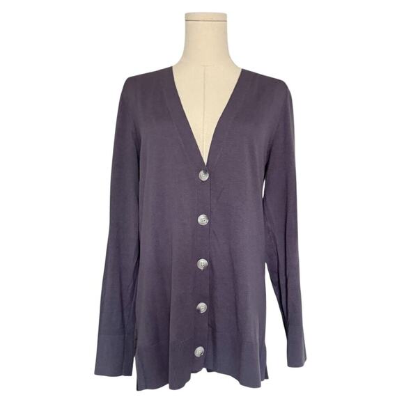 LOFT Dark Academia Cardigan Womens M Purple Hipster Heritage Classic Prep Preppy - Picture 1 of 8